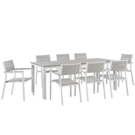 Modway - Maine 9-Piece Outdoor Patio Dining Set - White Light Gray