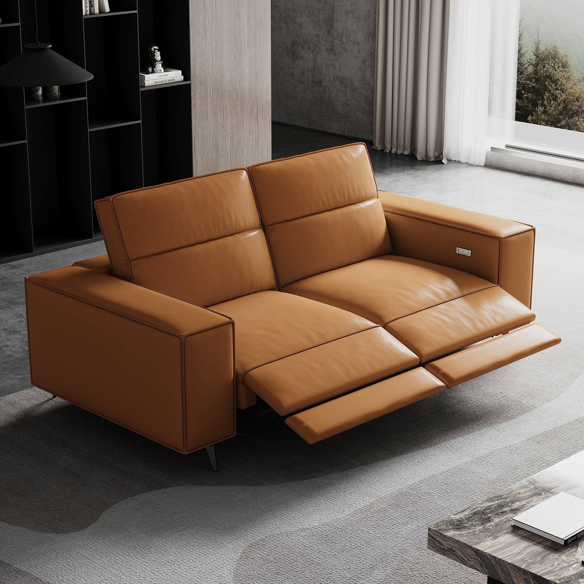 Alt View 1. luck idea - 76.77" Electric Seat Sofa, Reclining Home Theater Seats - Orange.