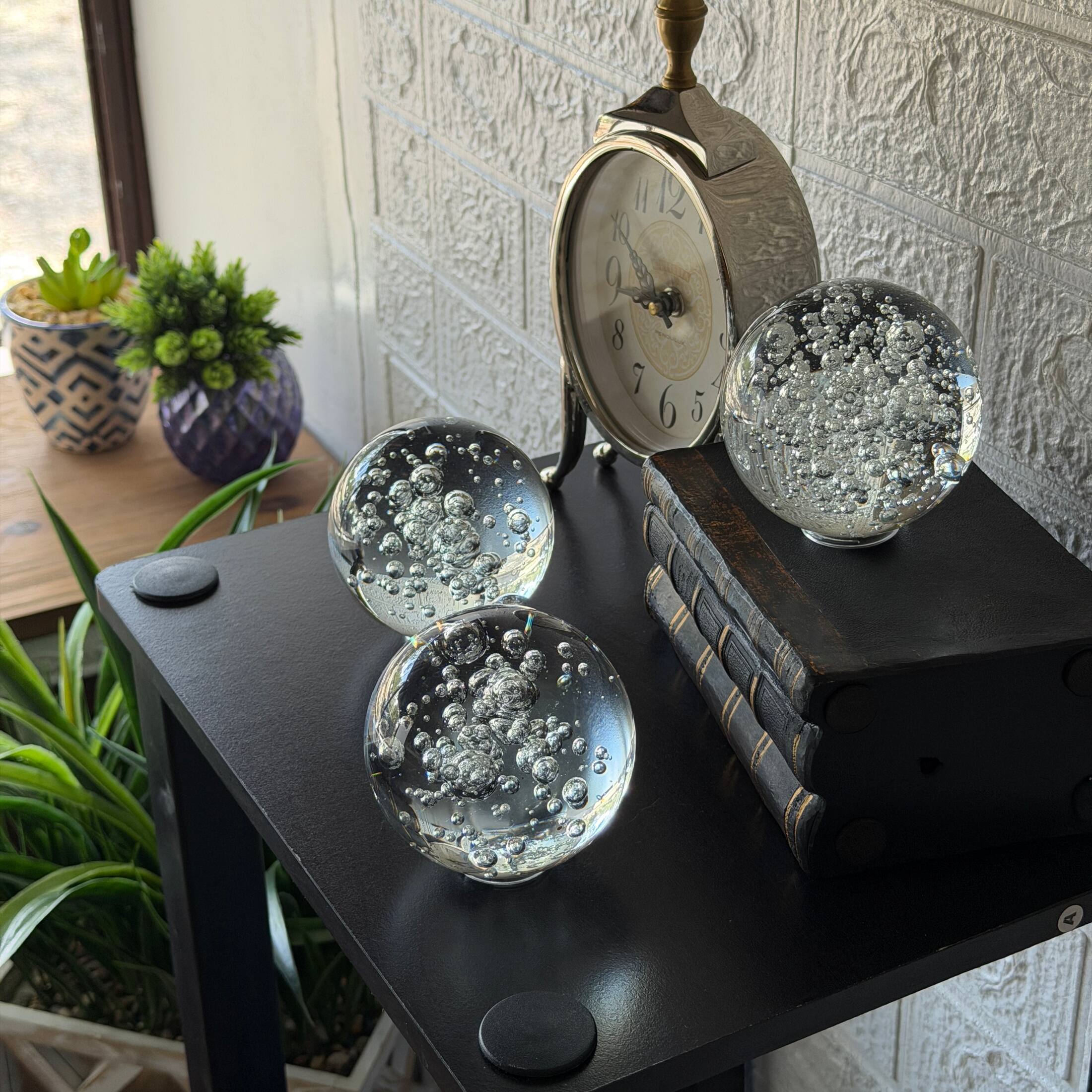 Things2Die4 Bubble Glass Decorative Spheres Set of 3 3 Inch Round Bowl ...