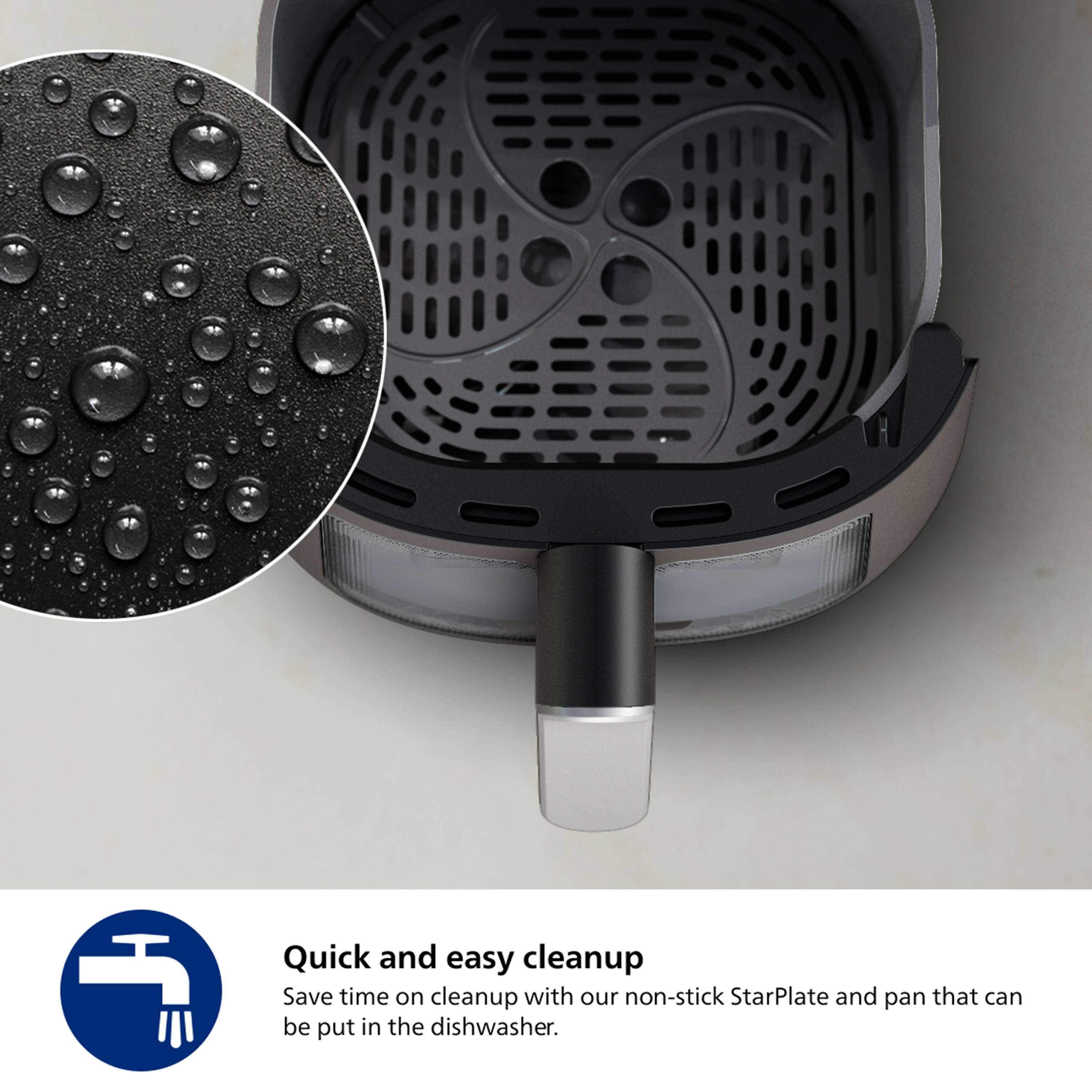 Quick and easy cleanup  
Save time on cleanup with our non-stick StarPlate and pan that can be put in the dishwasher.