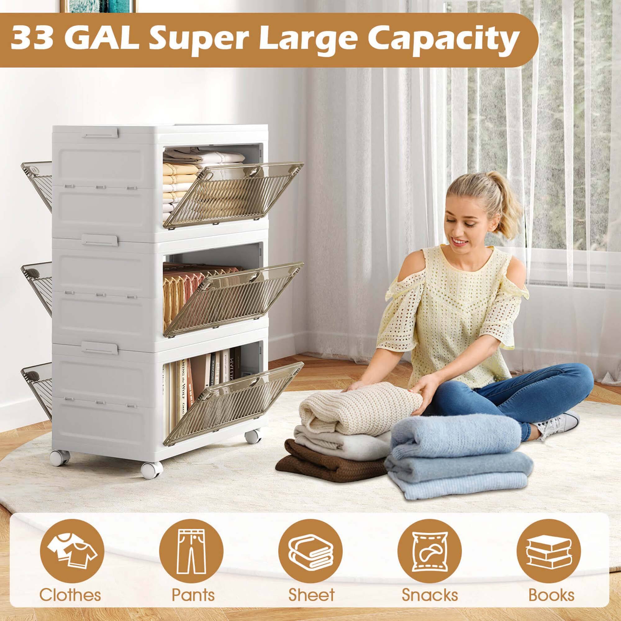 33 GAL Super Large Capacity
Clothes
Pants
Sheet
Snacks
Books