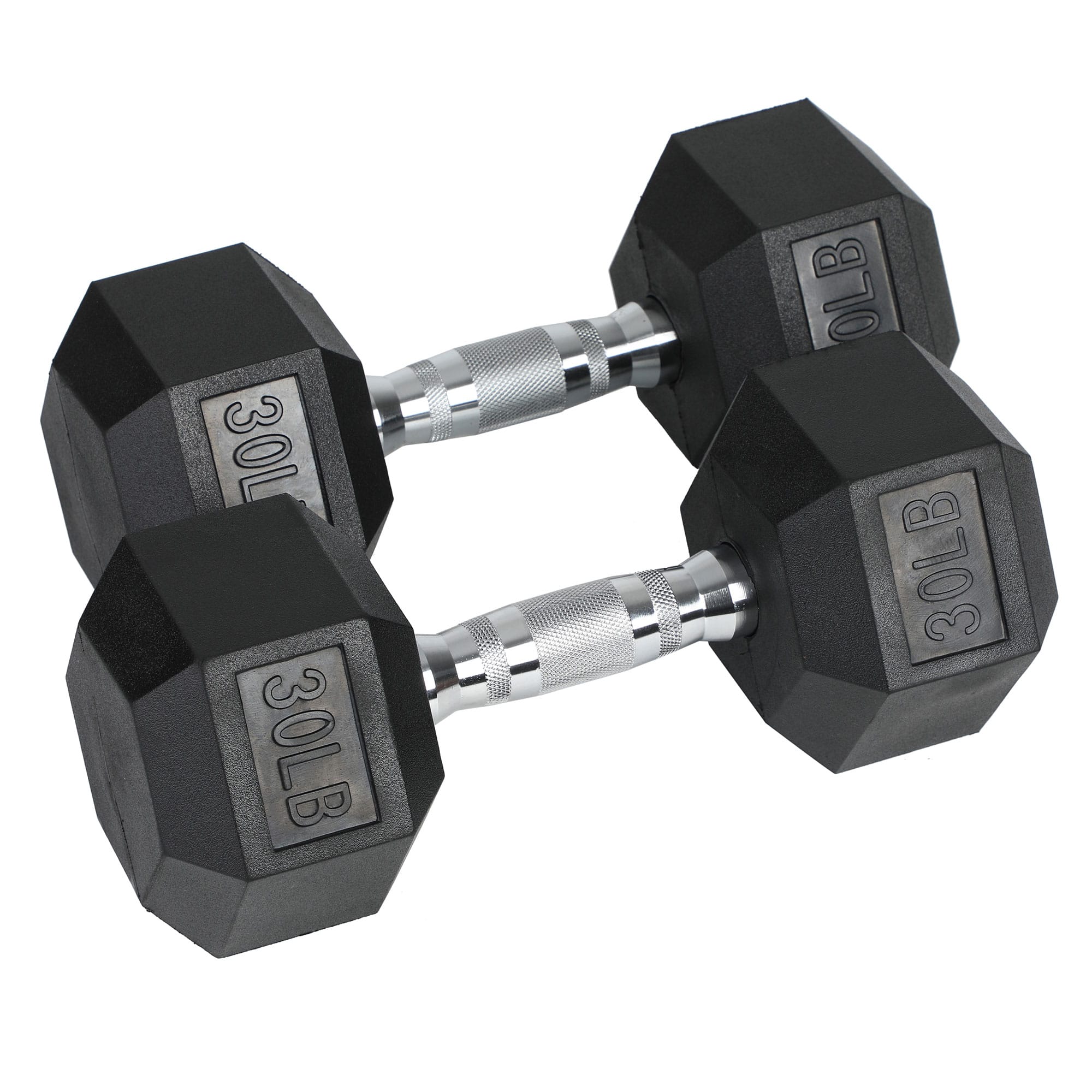 HolaHatha - Iron Hexagonal Cast Home Exercise Dumbbell Free Weight, 30 Pounds - Black