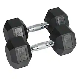 HolaHatha - Iron Hexagonal Cast Home Exercise Dumbbell Free Weight, 30 Pounds - Black