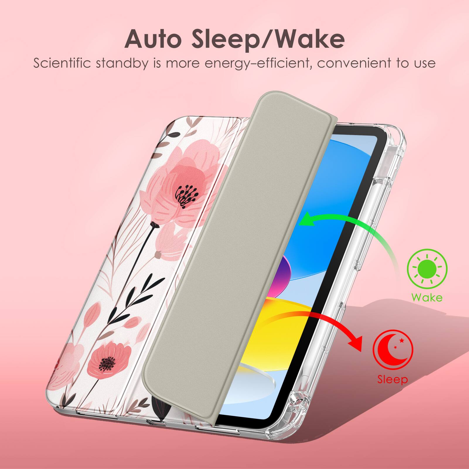 Auto Sleep/Wake  
Scientific standby is more energy-efficient, convenient to use  

Wake  
Sleep