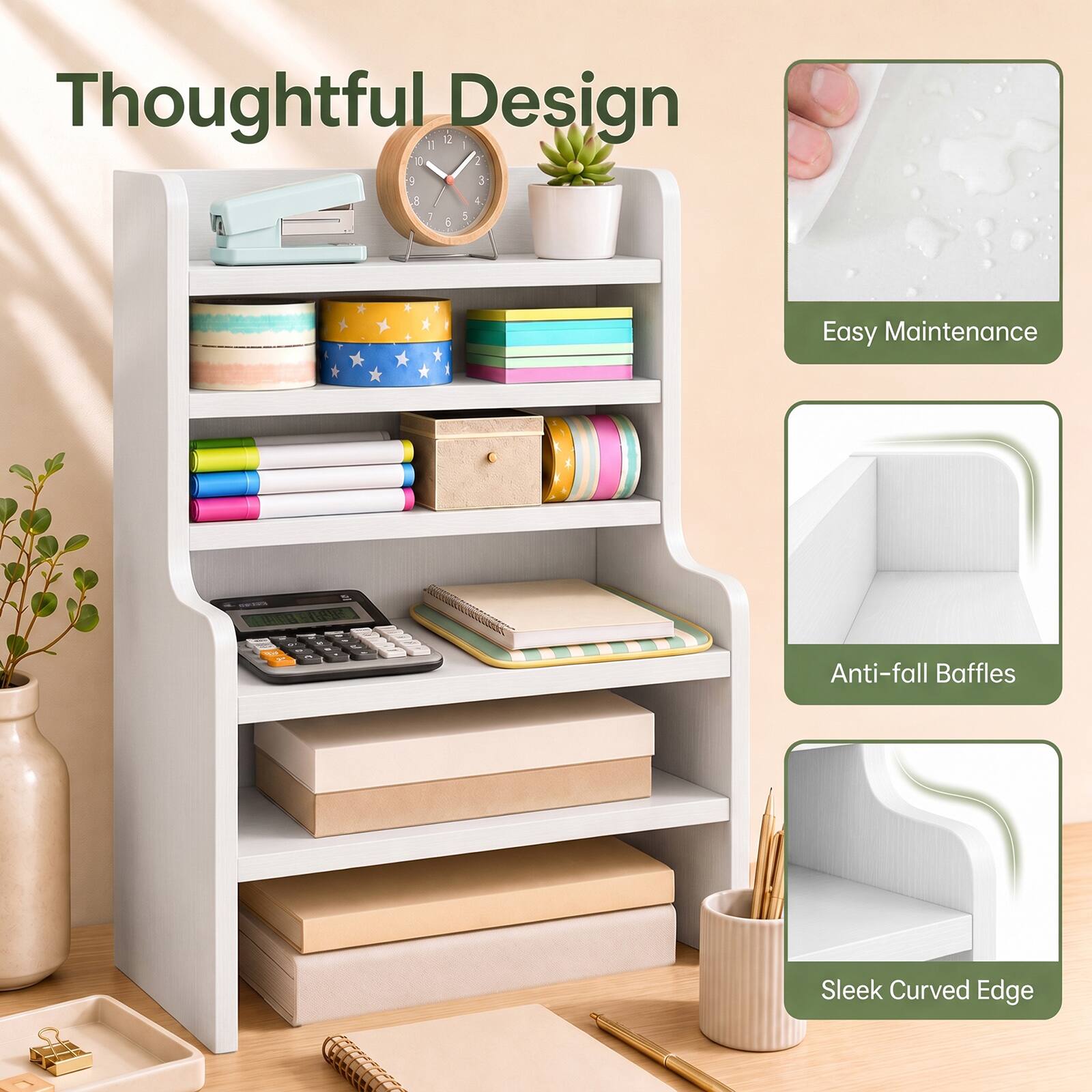 Thoughtful Design

- Easy Maintenance
- Anti-fall Baffles
- Sleek Curved Edge