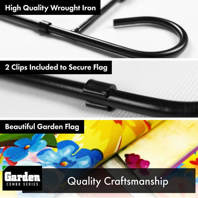 High Quality Wrought Iron

2 Clips Included to Secure Flag

Beautiful Garden Flag

Quality Craftsmanship

Garden COMBO SERIES