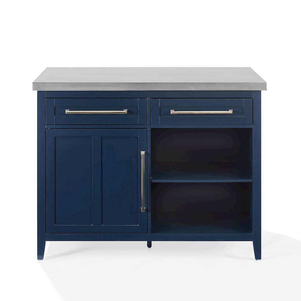 Alt View 1. Crosley Furniture - Silvia Stainless Steel Top Kitchen Island - Navy.