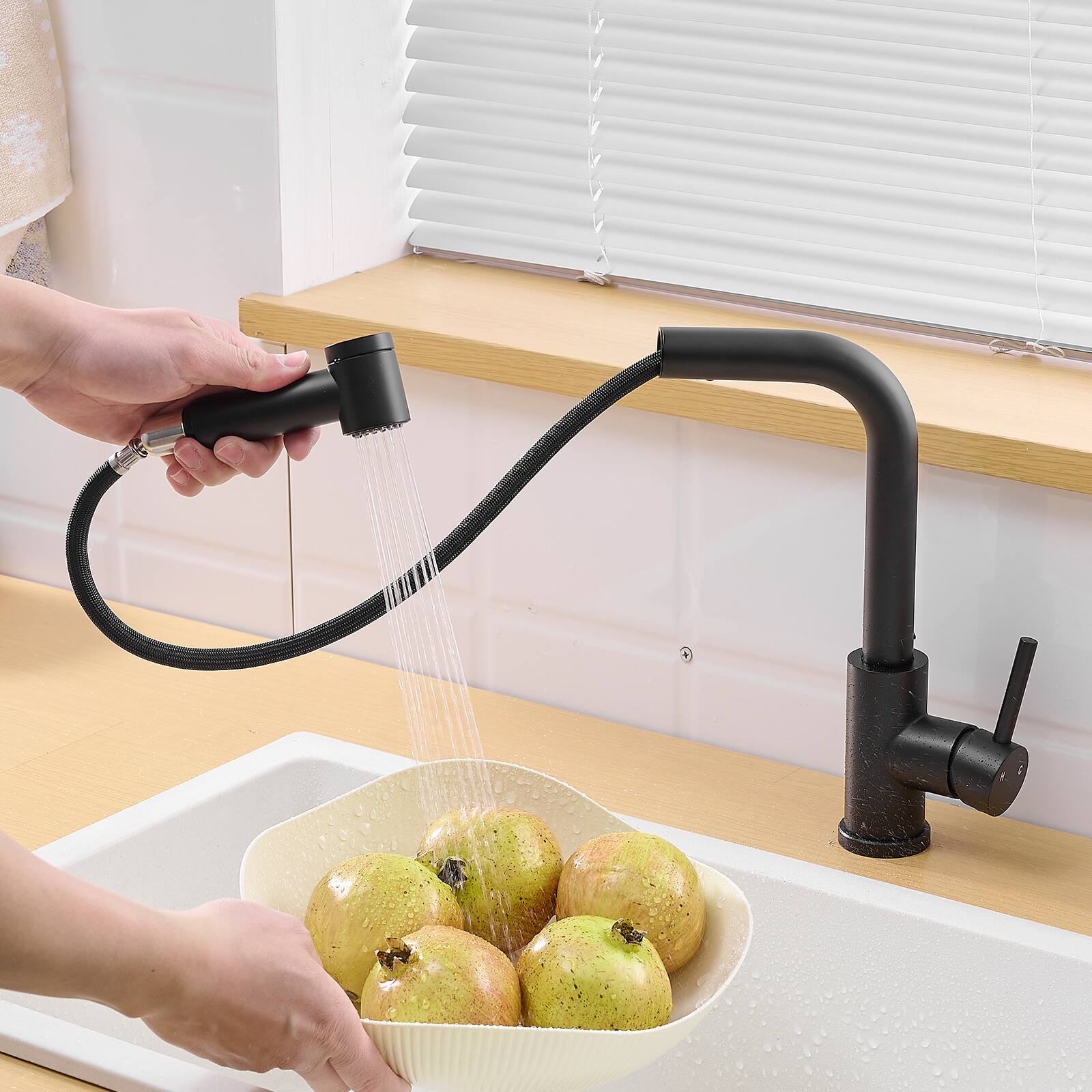 Alt View 8. Siljoy - Sink Faucet, Black Kitchen Faucets with Pull out Sprayer, Bathroom Sink Faucets Mini Bar Prep Faucet - Black.