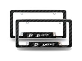 Rico Industries - Anaheim Ducks NHL (Set of 2) Chrome Metal License Plate Frames with Carbon Fiber Design - Multi