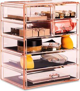 Sorbus - Clear Cosmetic Makeup Organizer - Make Up & Jewelry Storage, Case & Display - Spacious Design Vanity, Bathroom - Pink