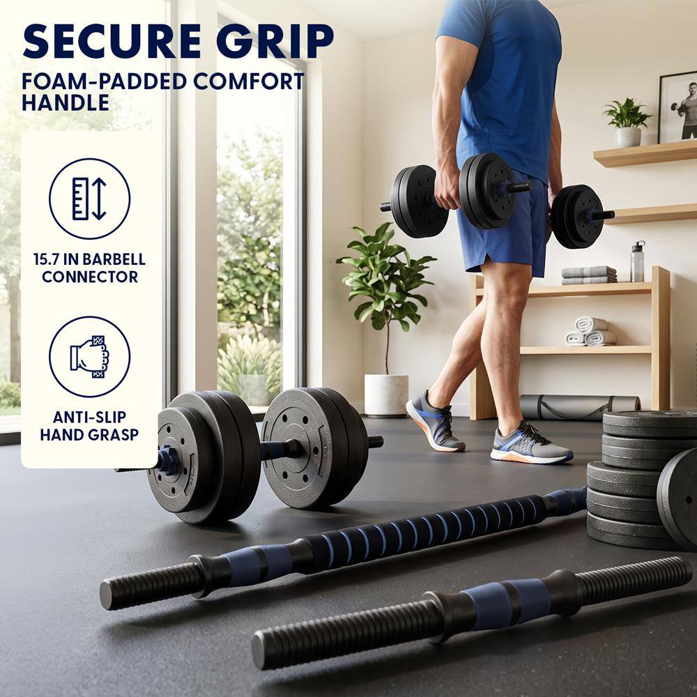 SECURE GRIP  
FOAM-PADDDED COMFORT HANDLE  
15.7 IN BARBELL CONNECTOR  
ANTI-SLIP HAND GRASP