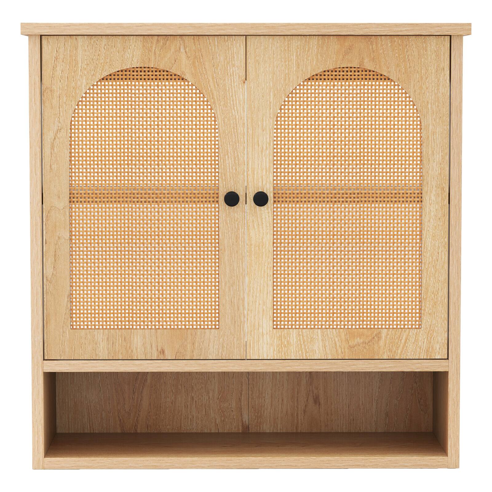 Alt View 9. Gymax - Gymax Bathroom Wall Cabinet Deep Bathroom Cabinet w/ Adjustable Shelves - Natural.