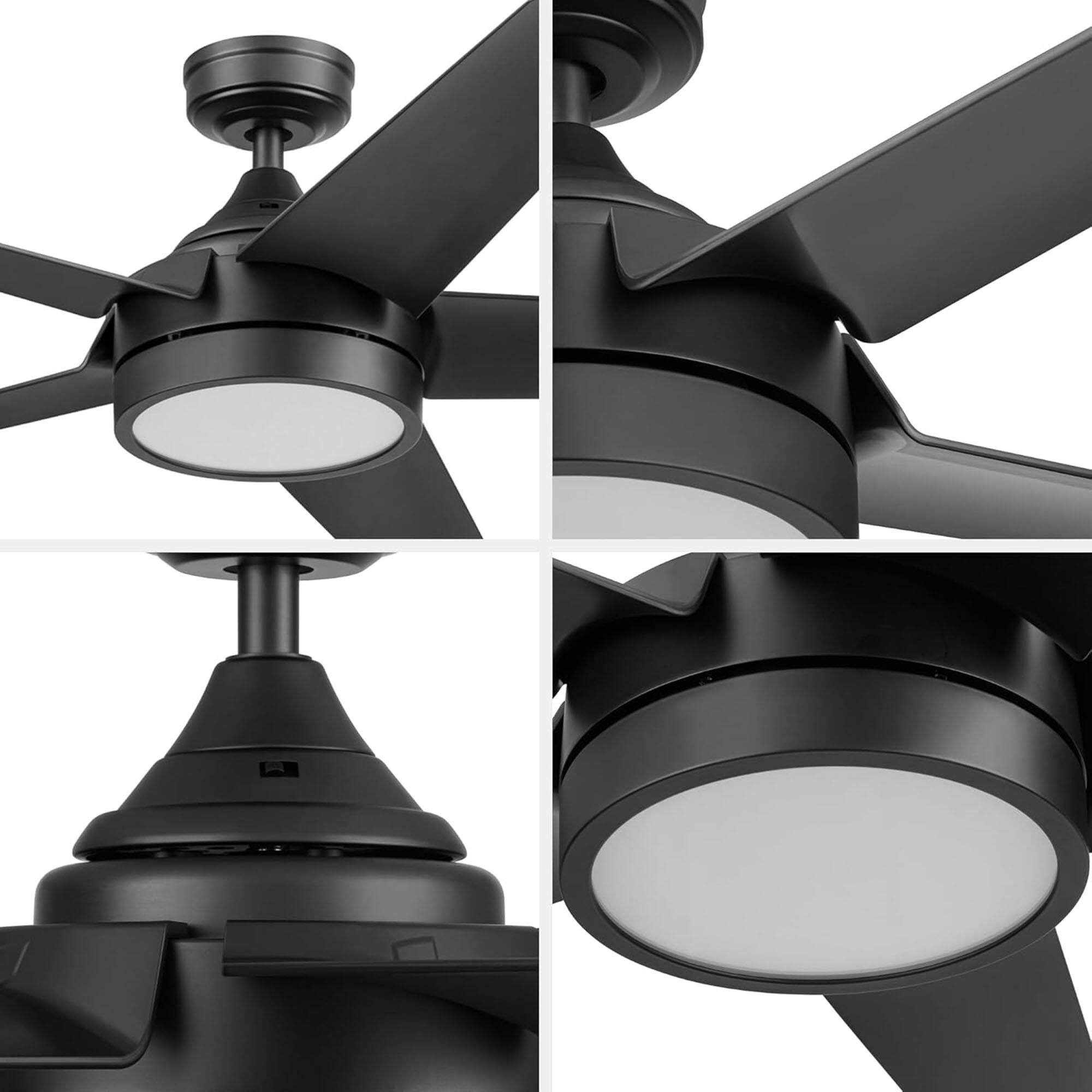 Alt View 8. Honeywell - Honeywell Byard 52” Ceiling Fan with LED Light and Remote Control, Matte Black - Matte Black.