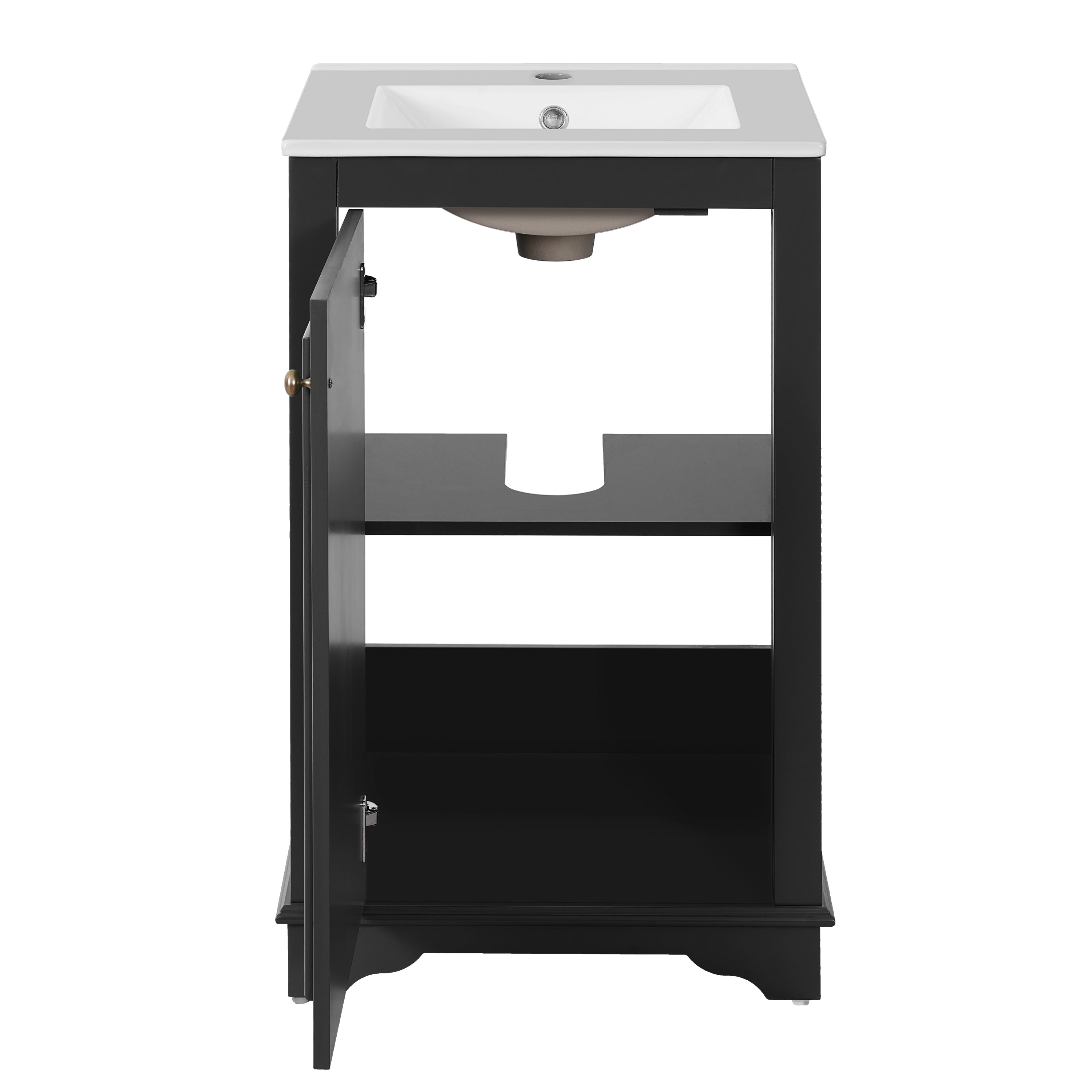 Alt View 9. Boyel Living - 20 Inch Bathroom Vanity with Ceramic Sink Solid Wood Frame Black - Black.