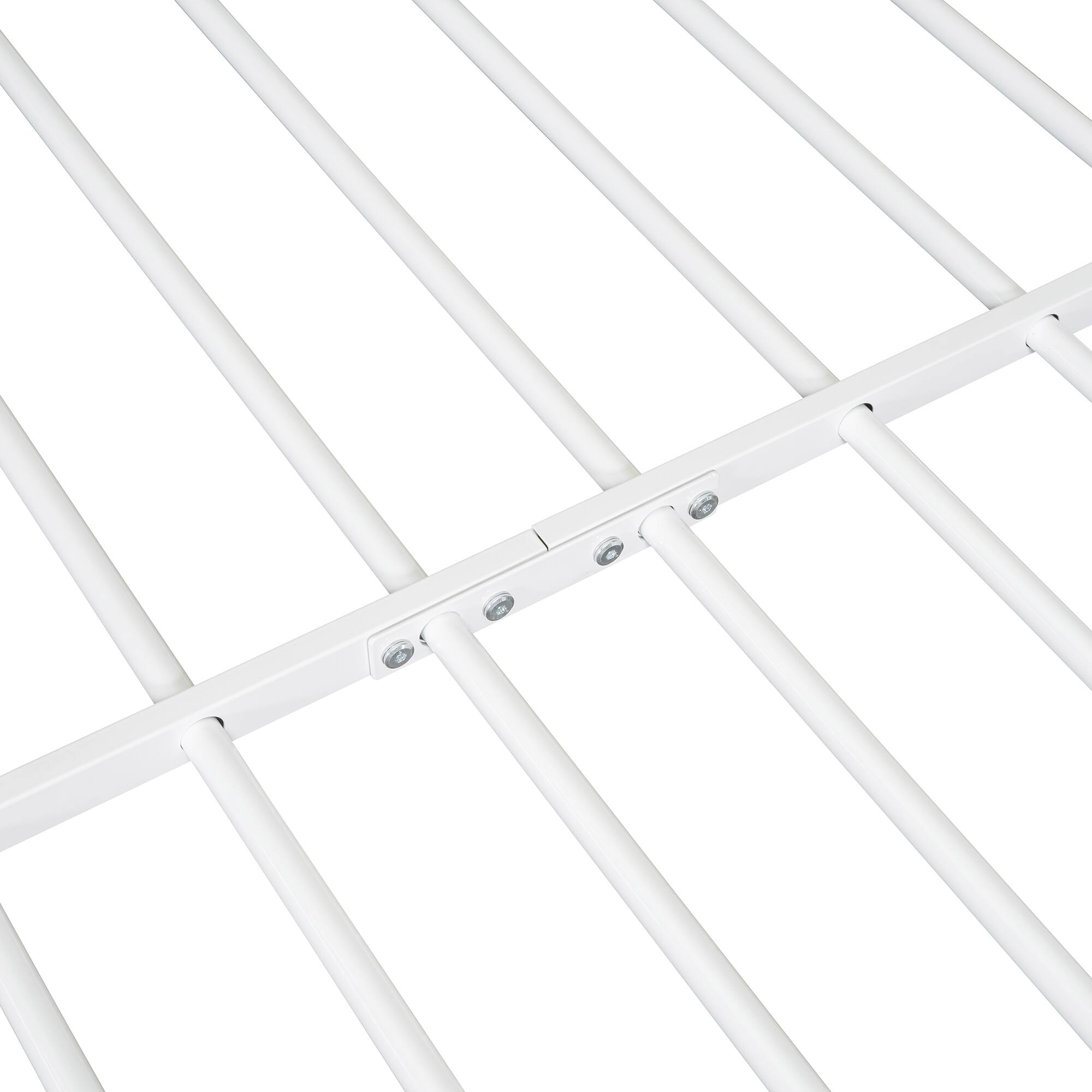 Alt View 7. GOODSILO - Full Size Metal House Bed Frame with Shelves and Lights - White.