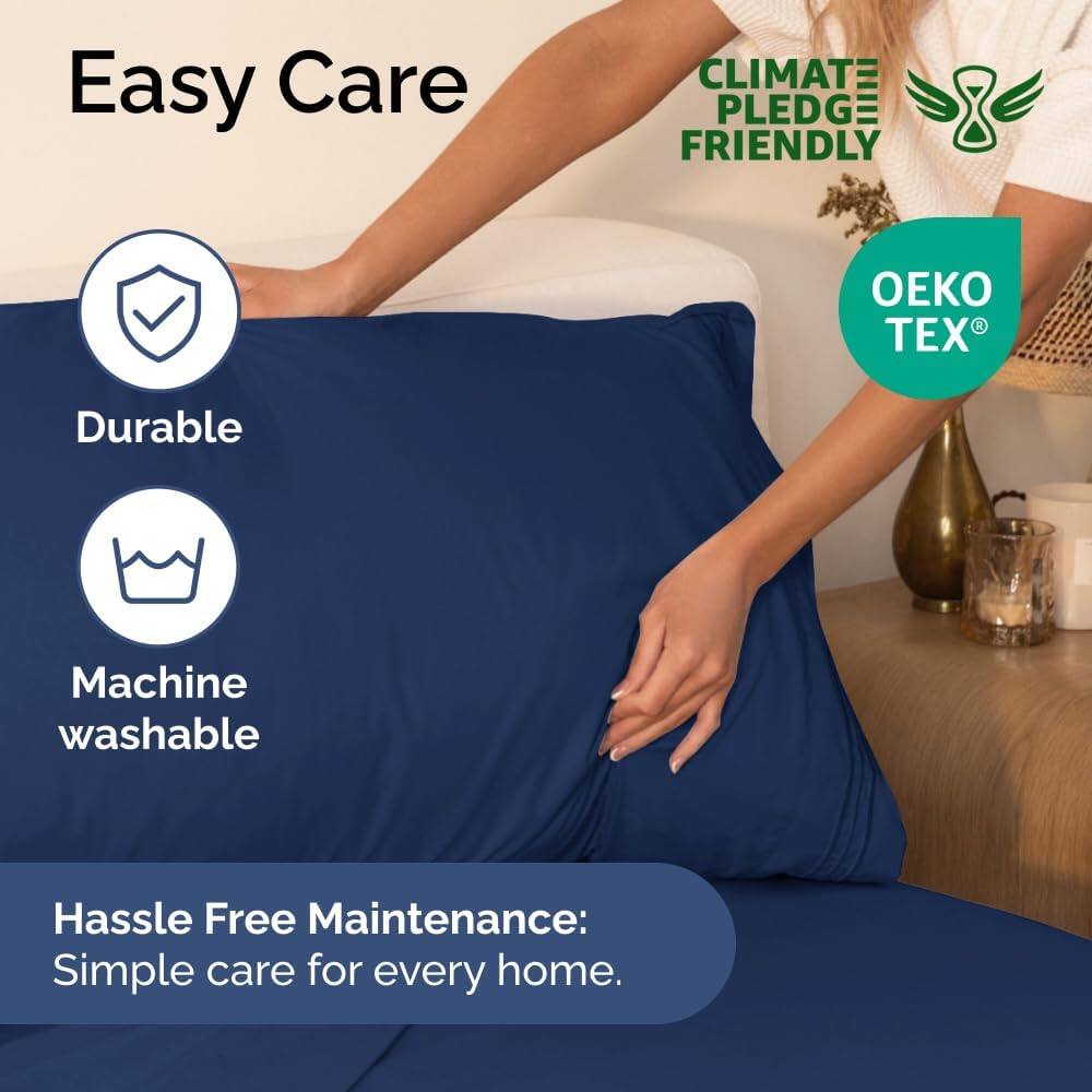 Easy Care  
CLIMATE PLEDGE FRIENDLY  

Durable  
Machine washable  

Hassle Free Maintenance:  
Simple care for every home.