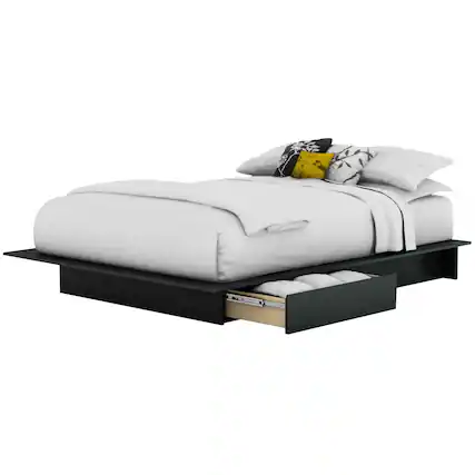 Front. Hivvago - Hivvago Full/Queen size Modern Platform Bed Frame with 2 Storage Drawers - Black.