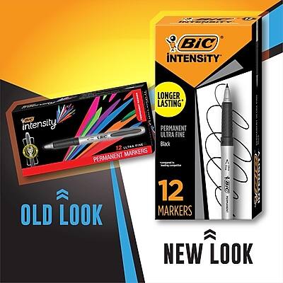 **BIC Intensity**

**Old Look:**
- BIC Intensity
- Longer Lasting
- Permanent Ultra Fine
- 12 Markers
- Black

**New Look:**
- BIC Intensity
- Longer Lasting
- Permanent Ultra Fine
- 12 Markers
- Black