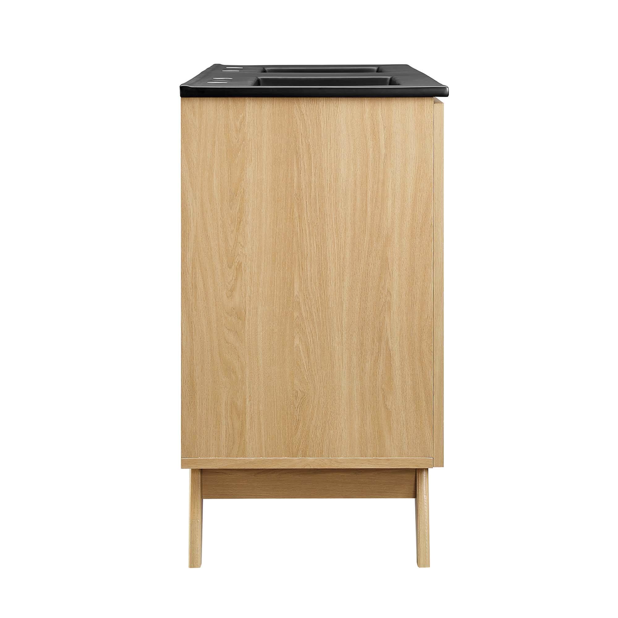 Alt View 4. Modway - Soma Bathroom Vanity with Black Basin Included by Modway - Oak Black.