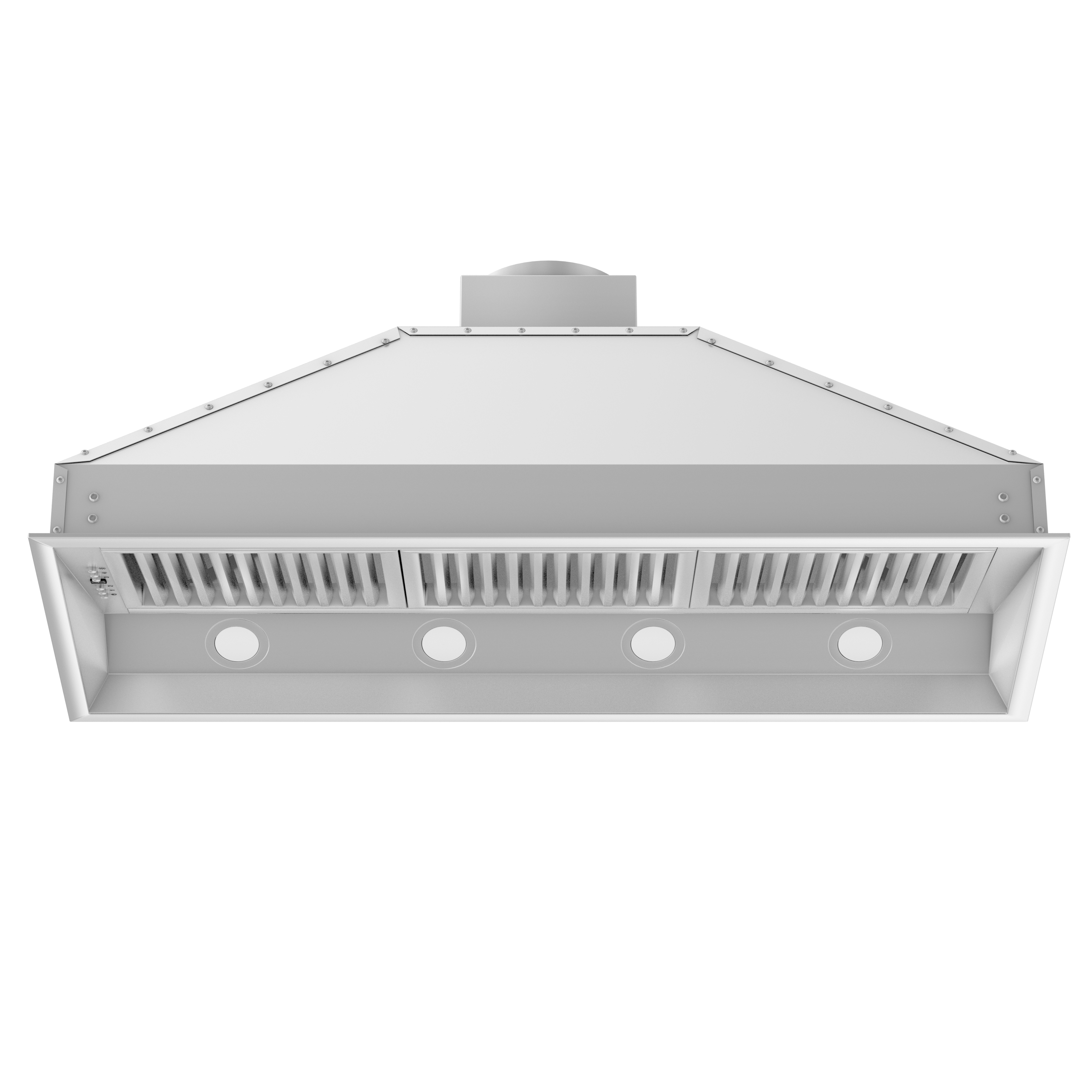 Angle. ZLINE - 46" Externally Vented Range Hood - Brushed Stainless Steel.