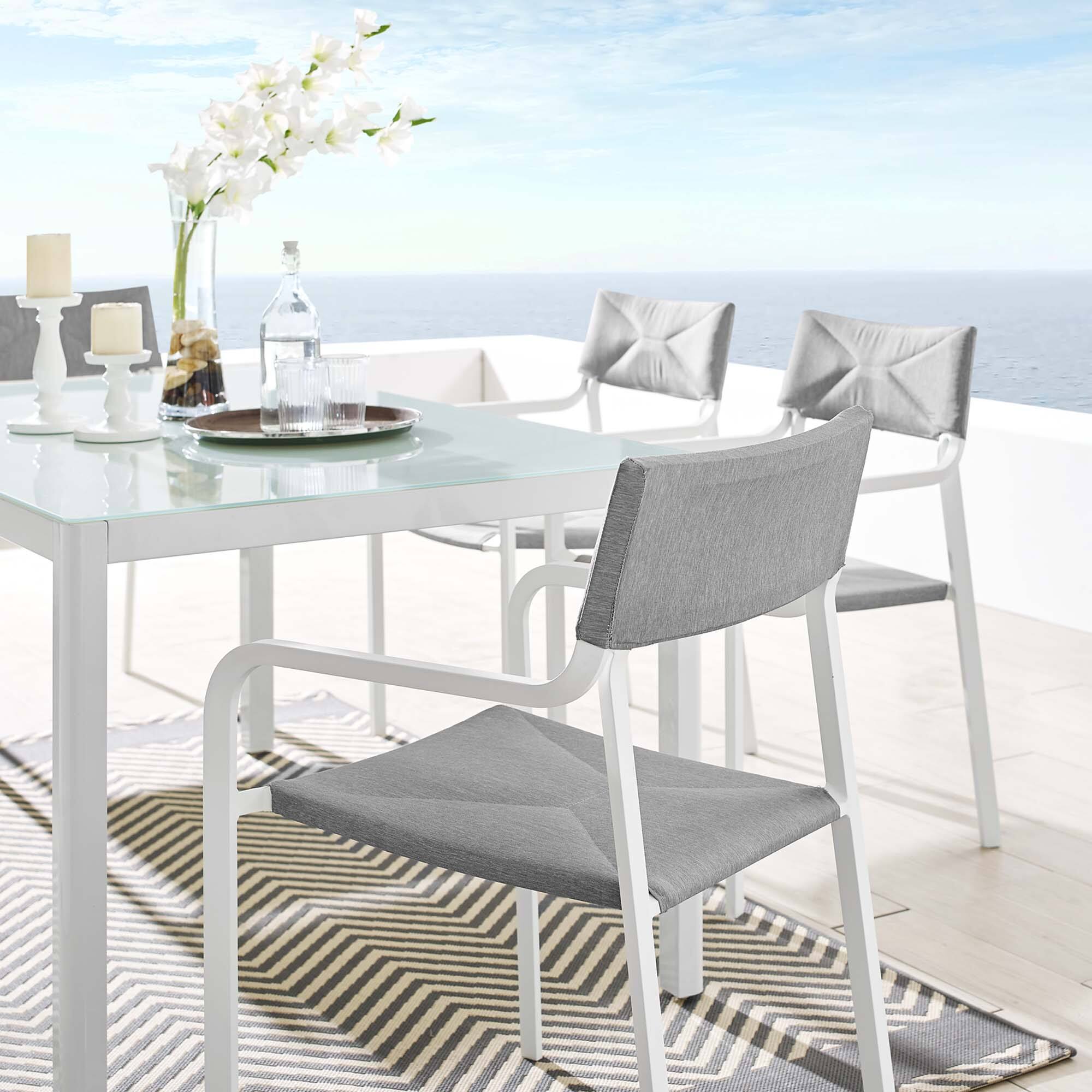 Alt View 4. Modway - Raleigh Stackable Outdoor Patio Aluminum Dining Armchair by Modway - White Gray.
