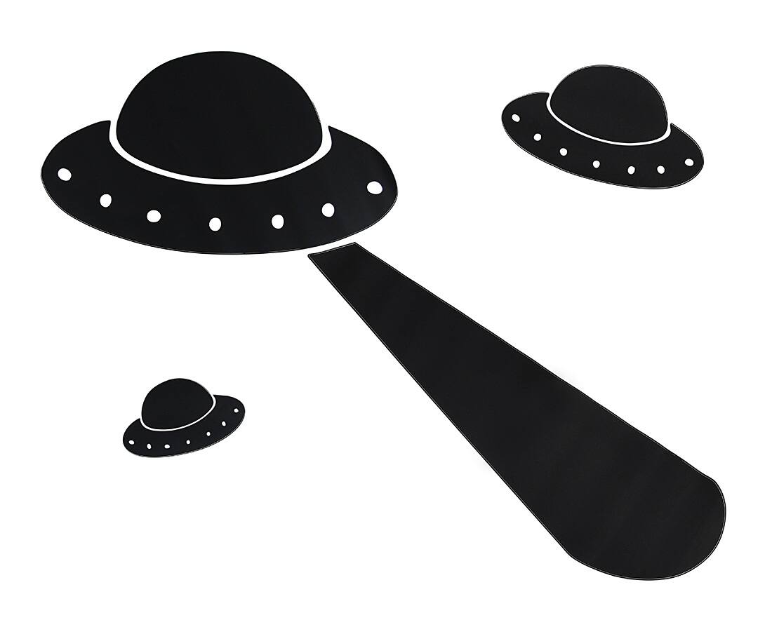 Zeckos - Childrens Chalkals Alien Invasion UFO Spaceship Chalkboard Kids Room Wall Decals - Black