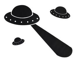 Zeckos - Childrens Chalkals Alien Invasion UFO Spaceship Chalkboard Kids Room Wall Decals - Black