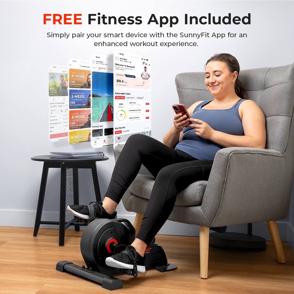 FREE Fitness App Included
Simply pair your smart device with the SunnyFit App for an enhanced workout experience.

4-WEEK
2-WEEK
4-WEEK