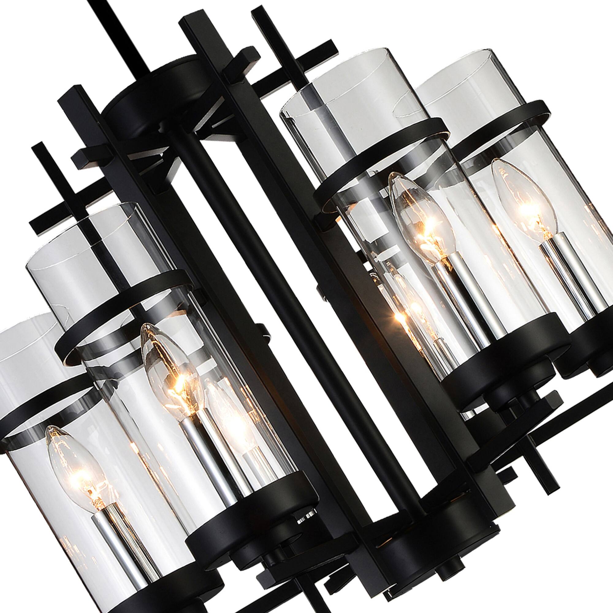 Left. CWI Lighting - Sierra 6 Light Up Chandelier With Black Finish - Black.