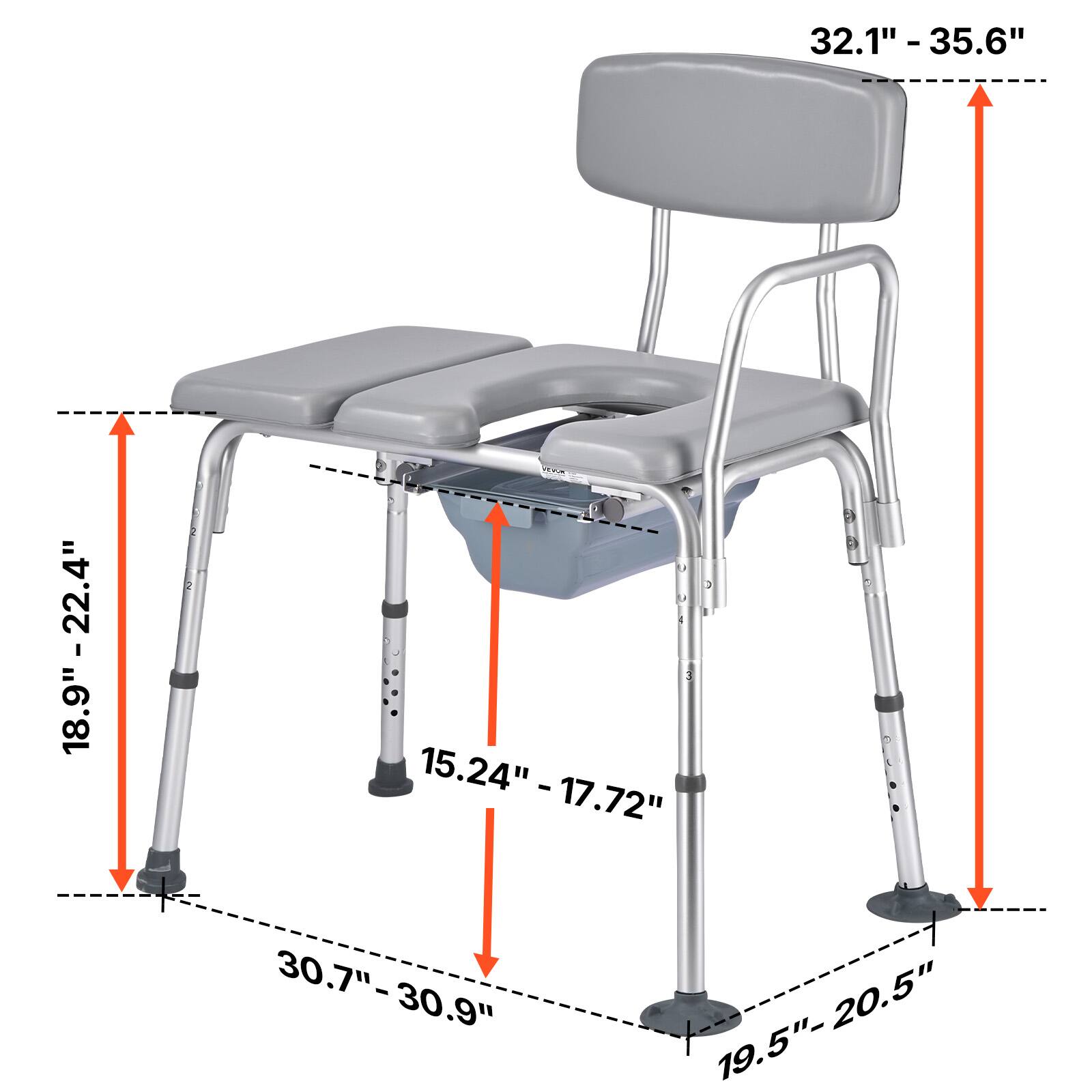 32.1" -35.6", 18.9" -22.4", 15.24" -17.72", 30.7" -30.9", 19.5"-20.5"