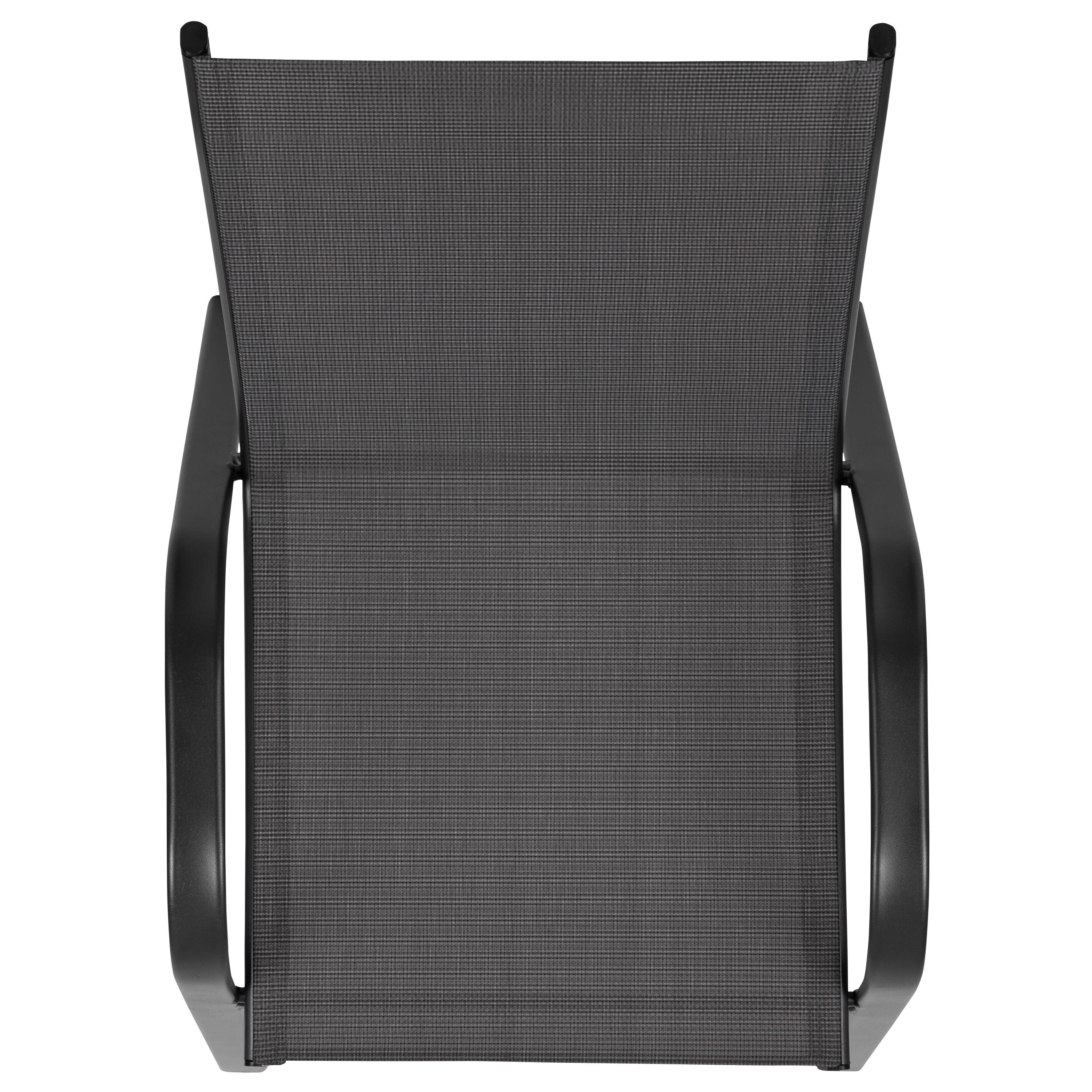 Alt View 9. Emma + Oliver - 4 Pack Outdoor Stack Chair with Flex Comfort Material - Patio Stack Chair - Black.