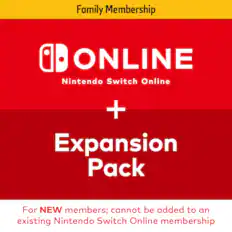 Family Membership ONLINE Nintendo Switch Online + Expansion Pack For NEW members; cannot be added to an existing Nintendo Switch Online membership.