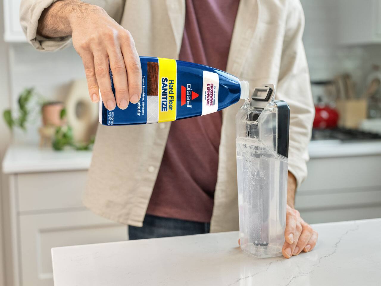 20 NET 9- CONTIN Cleans - sanitizes, bacteria eliminates Hard SANITIZE Floor BISSELL & SPINWAVE CROSSWAVE