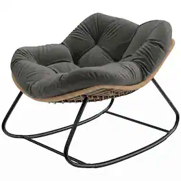 Outsunny - Outdoor Papasan Rocking Chair, Oversized Rocking Egg Chair with Cushion for Garden, Patio - Dark Gray