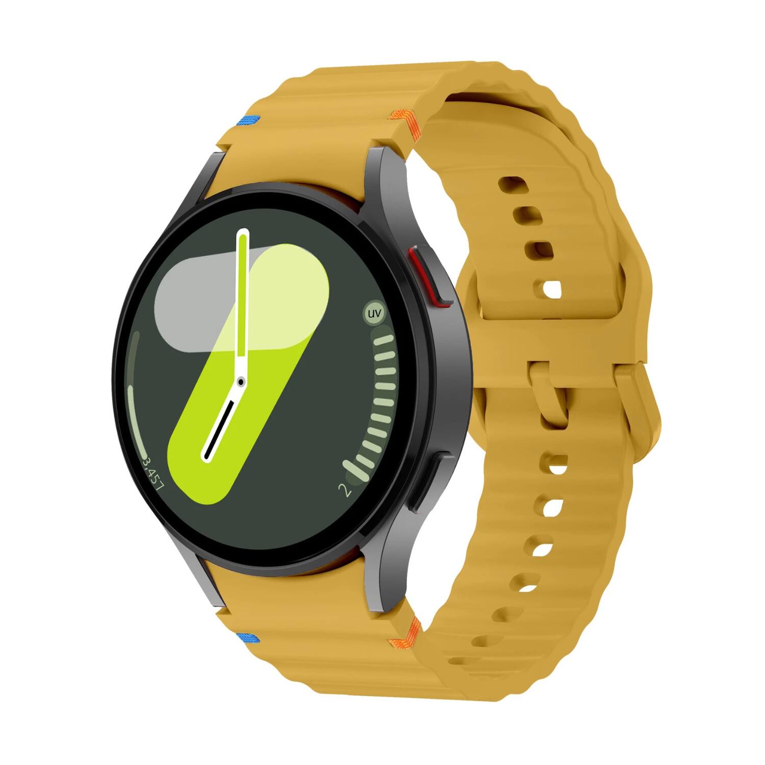 Front. Stock Preferred - Sport Silicone Watch Band for Samsung Galaxy Watch 7/6/5/4 FE for 40mm & 44mm - Yellow - Yellow.