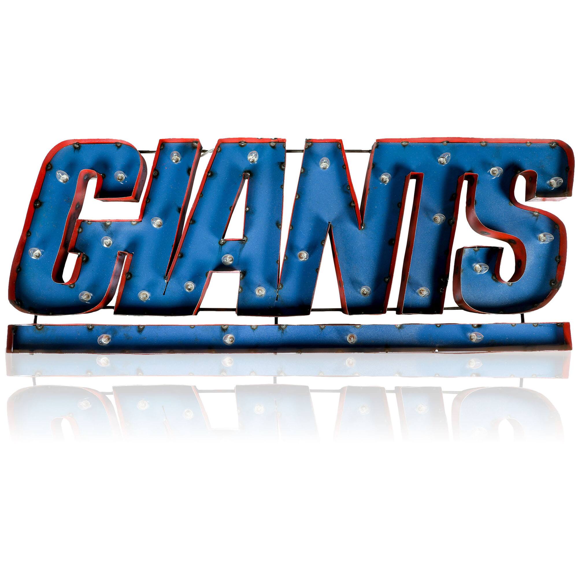 New York Giants 10'' x 25'' Lighted Recycled Metal Sign