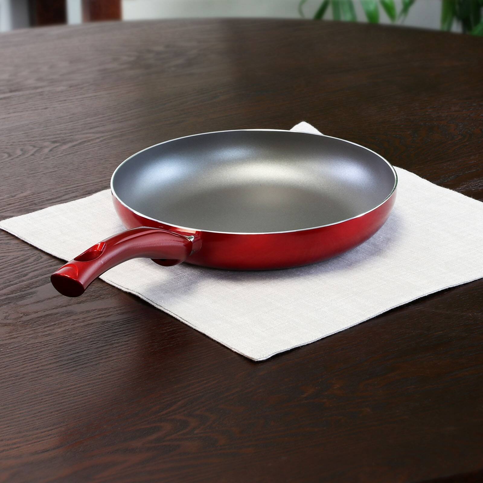 Alt View 3. Oster - Oster Sato 10 Inch Aluminum Frying Pan in Metallic Red - Red.