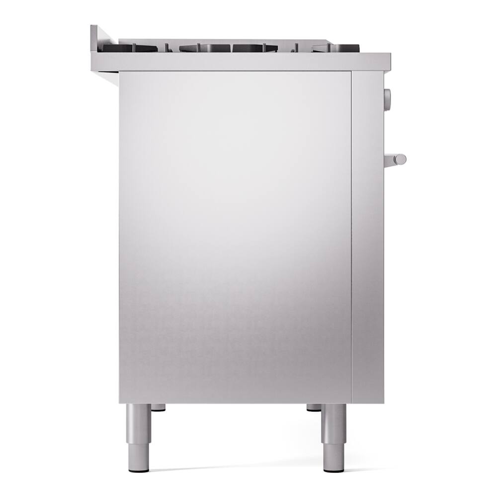 Alt View 8. ILVE - ILVE Professional Plus II Series 48 in. Dual Fuel Range with 8 Sealed Burners + Griddle (Natural Gas, Satin Trim) - Stainless Steel.