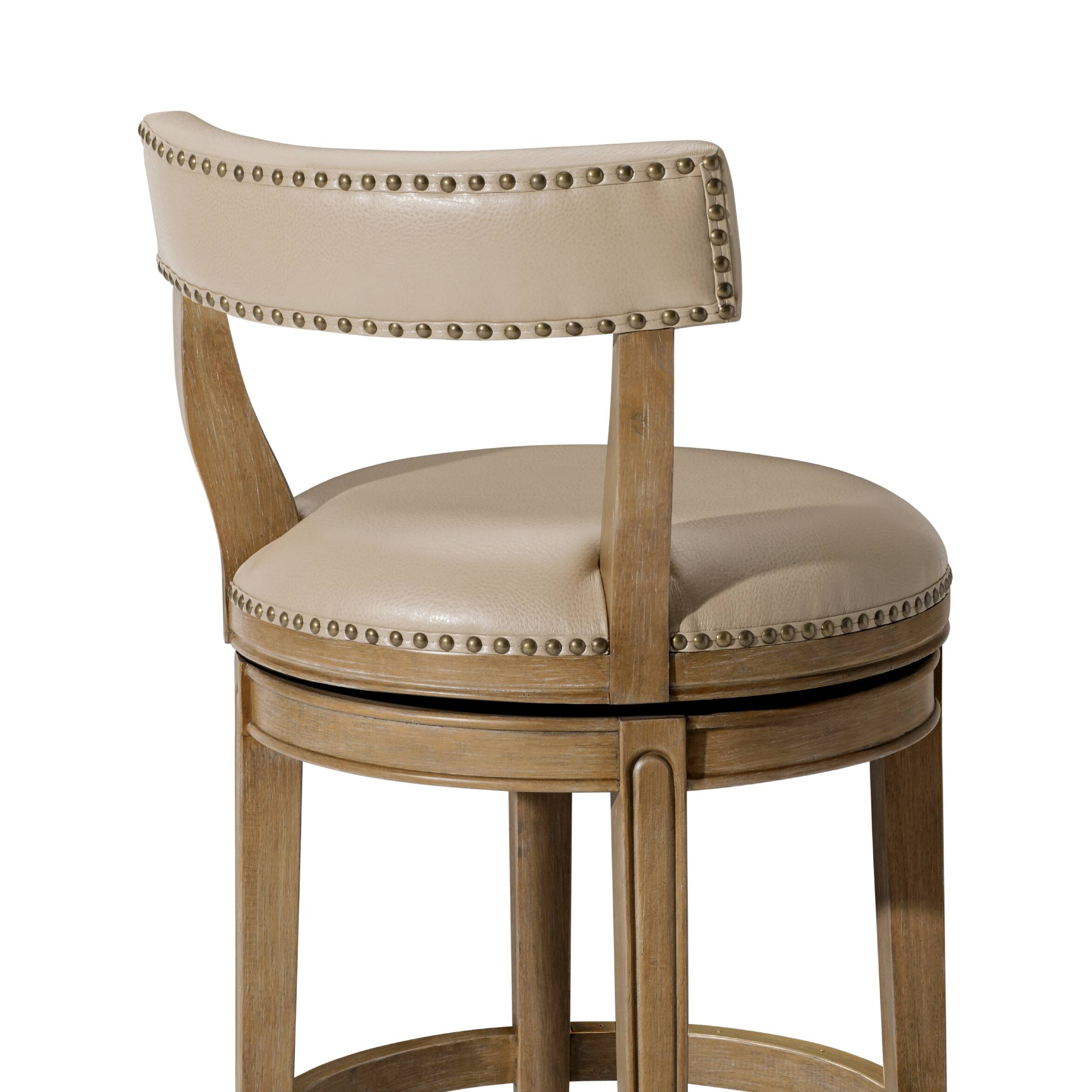 Angle. Maven Lane - 31" Alexander Bar Stool in Weathered Oak Finish with Fabric Upholstery - Weathered Oak.