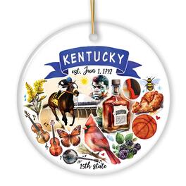 OrnamentallyYou - Artistic Kentucky State Themes and Landmarks Christmas Ornament - Multi-colored