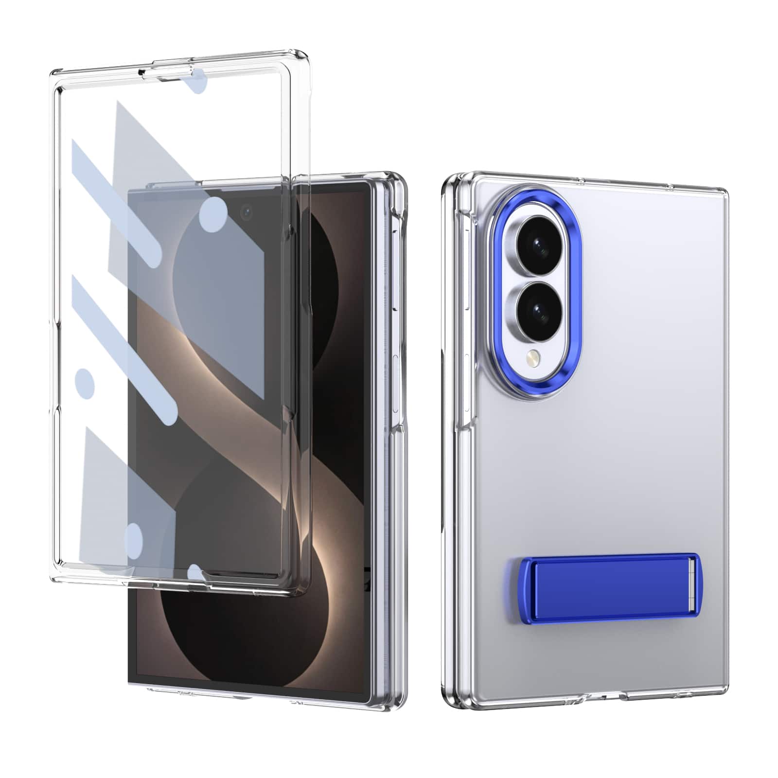 Dteck - for Samsung Galaxy Z Fold8 Slim Clear Case with Built-in Screen Protector & Kickstand, Shockproof Hard PC Shell - Blue price history on PriceWatchPro
