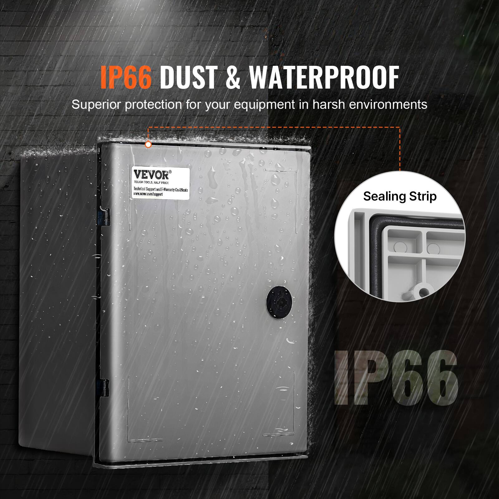 IP66 DUST & WATERPROOF  
Superior protection for your equipment in harsh environments  
VEVOR  
Sealing Strip