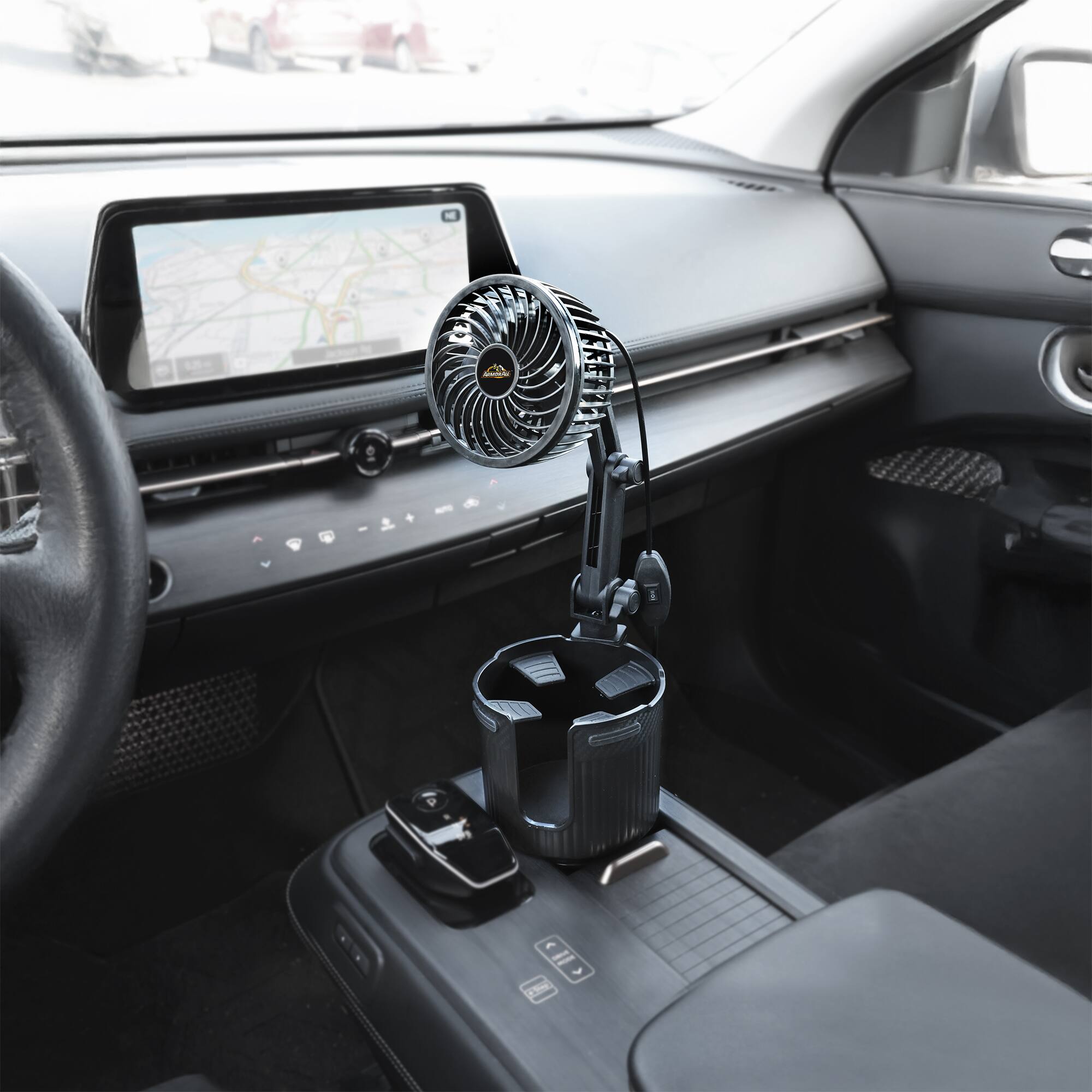 Alt View 3. Armor All - Armor All Car Fan Cupholder, 2-in-1 XL Cupholder and Mini 2-Speed Cooling Fan, USB A Powered, 360° Degree Rotatable - Black.