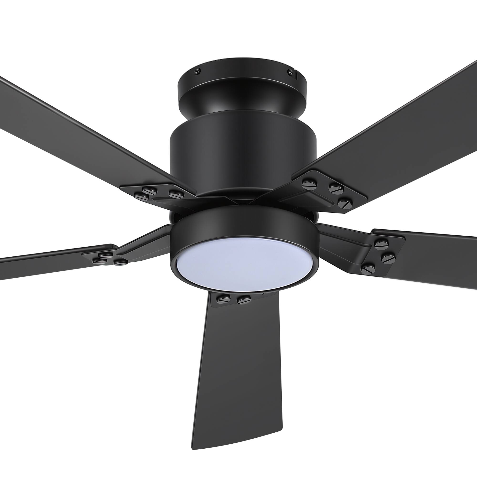 Alt View 9. Breezary - 52-Inch Modern Ceiling Fan with Acrylic Light Shade, RGB LED Light, 6-Speed Remote, Timer, Flush Mount - Black and Walnut.