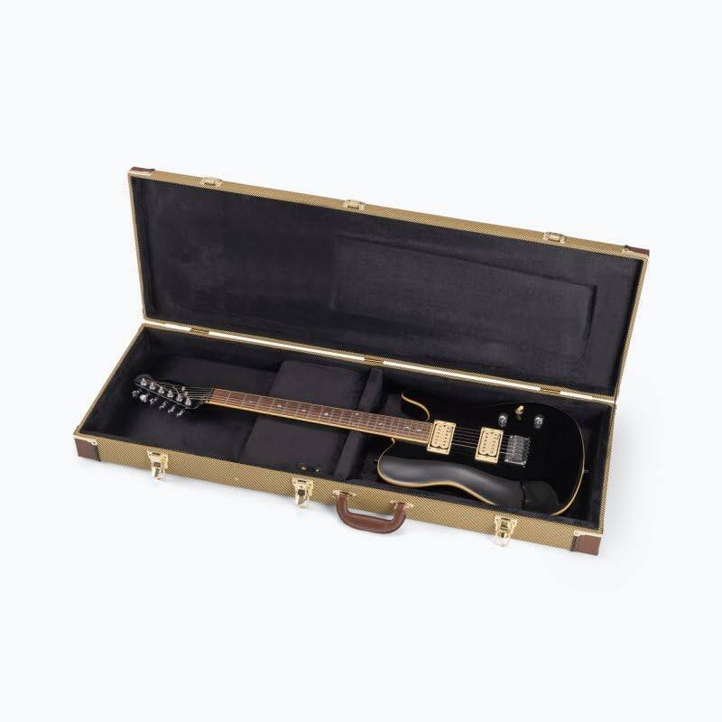 Angle. On Stage Stands - On-Stage GCE6000T Electric Guitar Hard Case, Tweed - Black.