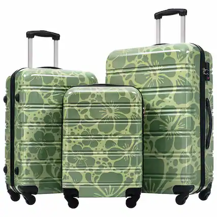 Front. ELEMENT ACE - Hardshell Luggage Sets 3 pcs Spinner Suitcase with TSA Lock Lightweight 20" 24" 28" - Green.