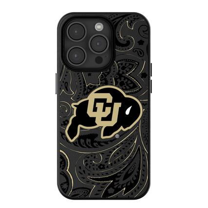 Front. Keyscaper - Colorado Buffaloes Paisley iPhone Magnetic Bump Case - 14 - Black.
