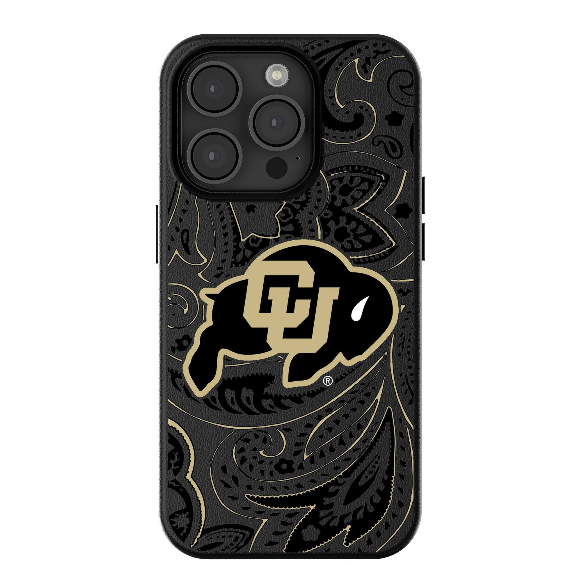 Front. Keyscaper - Colorado Buffaloes Paisley iPhone Magnetic Bump Case - 14 - Black.