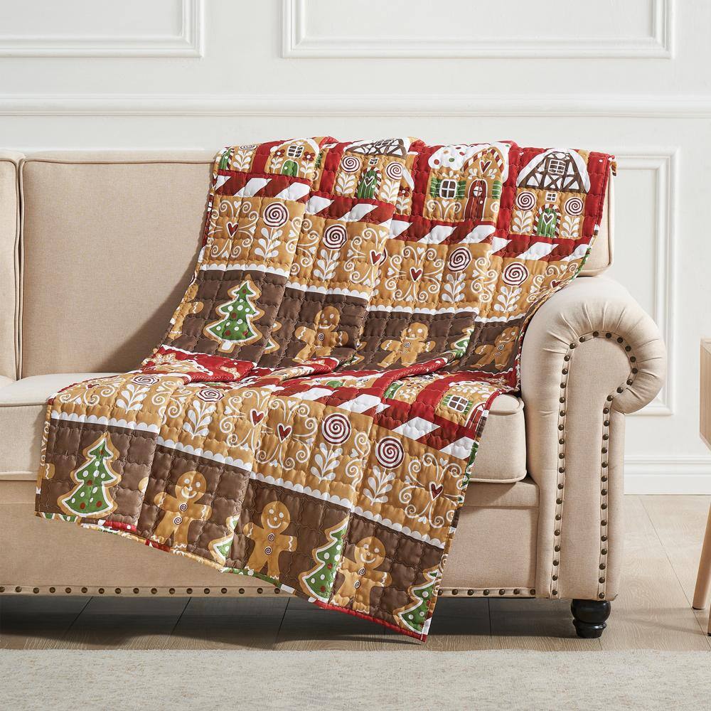 Alt View 1. Greenland Home Fashions - Greenland Home Fashions Gingerbread Lane Luxurious Super Soft Plush Throw Blanket 50" x 60" Red - Red.