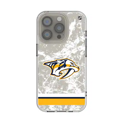 Front. Keyscaper - Nashville Predators iPhone Stripe Clear Ice Case - 14 Pro - Multicolor.